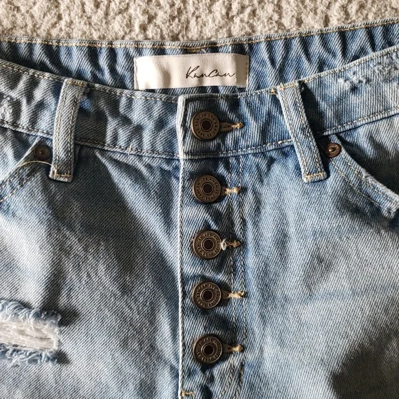 KanCan High-Rise Distressed Denim Cut Off Jean Shorts - Picture 5 of 10
